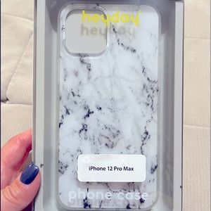 iPhone 12 Pro Max black & white marble phone case